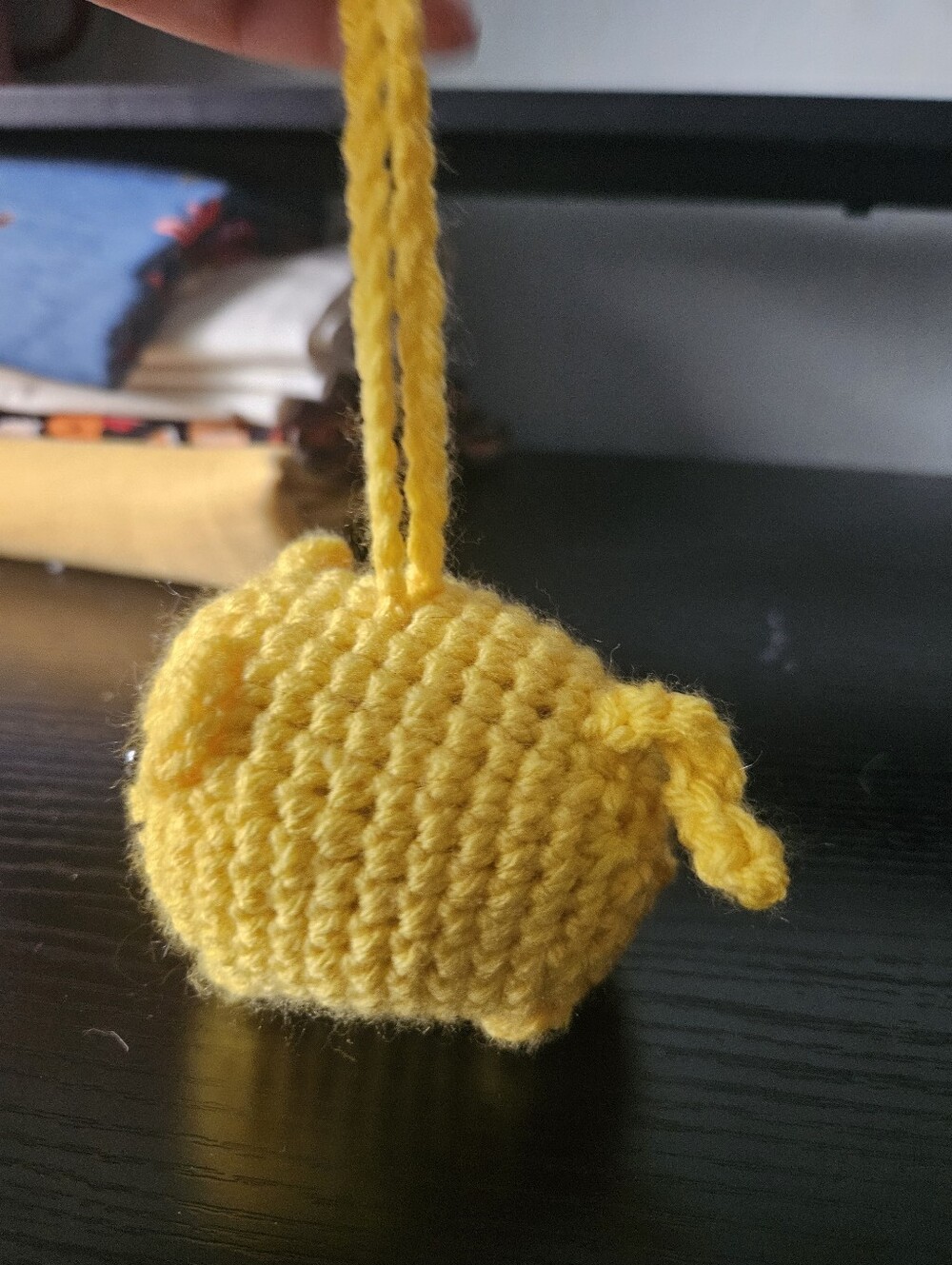 Handmade Yellow Crochet Cat Amigurumi Keychain - Picture 4 of 6